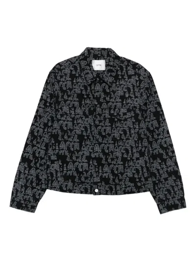 Arte Antwerp Graphic-print Denim Jacket In Black