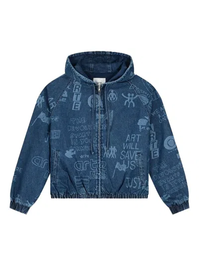 Arte Antwerp Graphic-print Denim Jacket In Blue