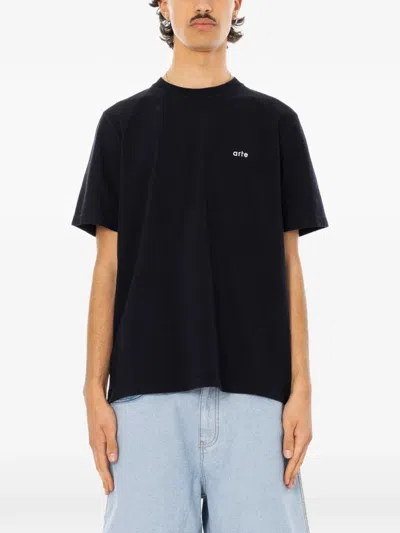 Arte Antwerp Graphic-print Logo-embroidered T-shirt In Black