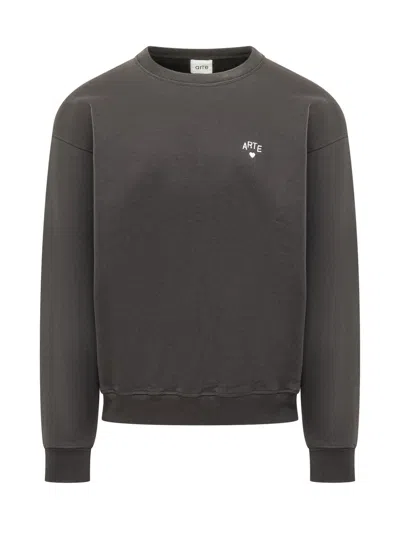 Arte Antwerp Heart Crewneck Sweatshirt In 100% Cotton Knitwear In Brown