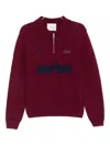 Arte Antwerp Bordeaux Knitted Wool Blend Polo Sweater In Red