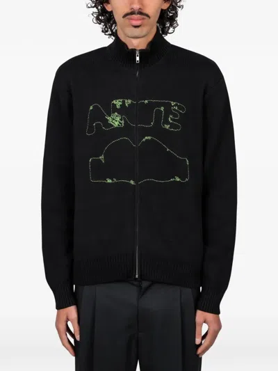 Arte Antwerp Logo-embroidered Cardigan In Black