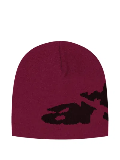Arte Antwerp Logo-jacquard Beanie Hat In Burgundy