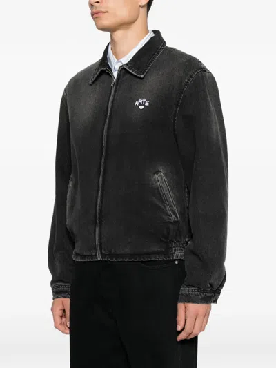 Arte Antwerp Logo-embroidered Denim Jacket In Animal Print