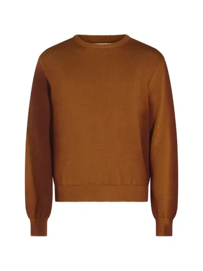 Arte Antwerp Logo-embroidered Ribbed-knit Sweater In Brown