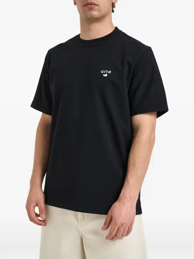 Arte Antwerp Embroidered Logo Cotton T-shirt In Black
