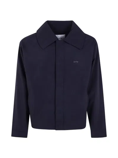 Arte Antwerp Logo-embroidered Zip-up Jacket In Blue
