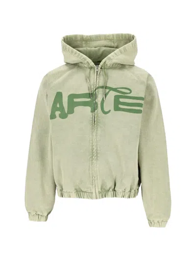 Arte Antwerp Logo-print Washed Jacket In Green