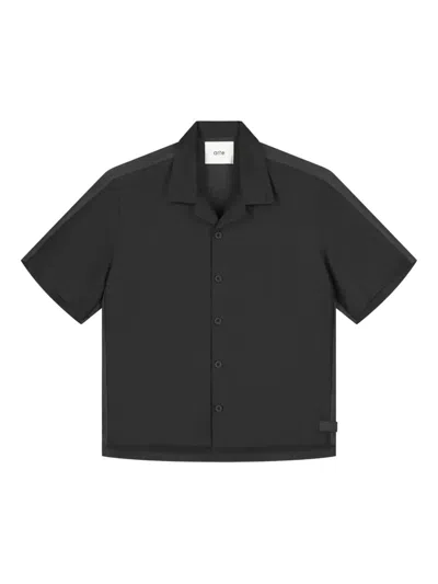 Arte Antwerp Nylon Linen Shirt Regular Cut Short Sleeves In Blue