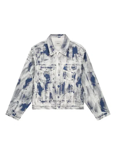 Arte Antwerp Paint-splattered Denim Jacket In Blue