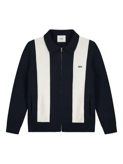 Arte Antwerp Panelled Zip-up Cardigan In Black