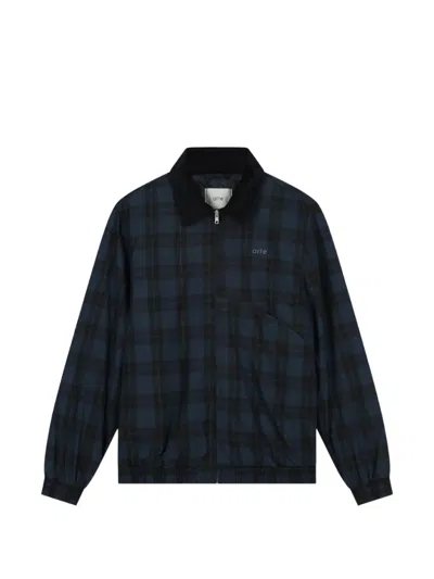 Arte Antwerp Plaid Corduroy-collar Jacket In Blue
