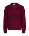 Arte Antwerp Bordeaux Knitted Wool Blend Polo Sweater In Red
