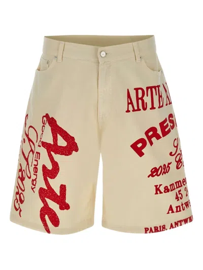 Arte Antwerp Printed Shorts In Beige