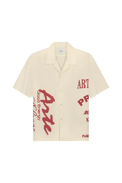 Arte Antwerp Red Print Beige Shirt In Neutral