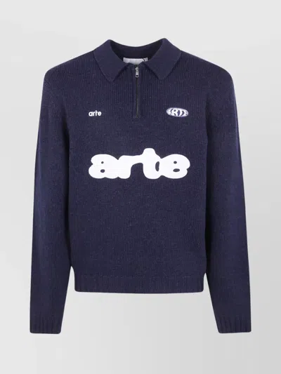 Arte Antwerp Ribbed Cuff Knit Polo Sweater Design In Multi
