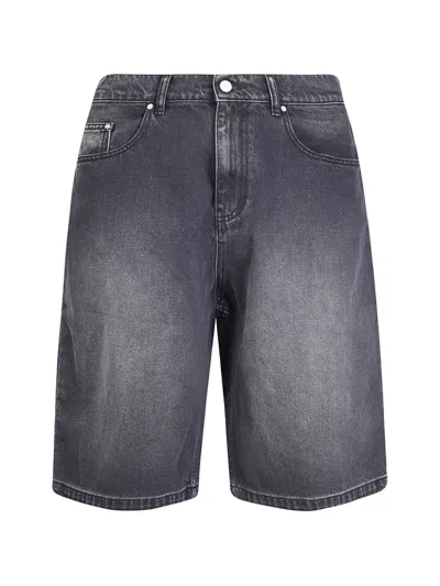 Arte Antwerp Round Pocket Denim Short In Gray