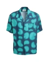 Arte Antwerp Scottie Print Man Shirt Slate Blue Size S Viscose In Blue