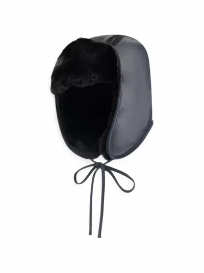 Arte Antwerp Leather And Shearling Aviator Cap In Black