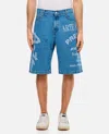 Arte Antwerp Printed Denim Shorts In Blue