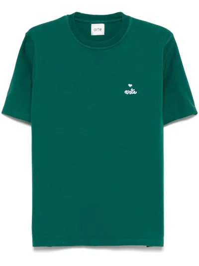 Arte Antwerp Small Heart And Logo T Shirt In Green