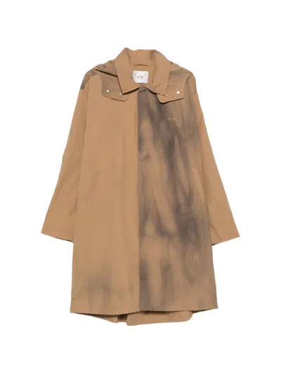 Arte Antwerp Spray-effect Hooded Coat In Brown