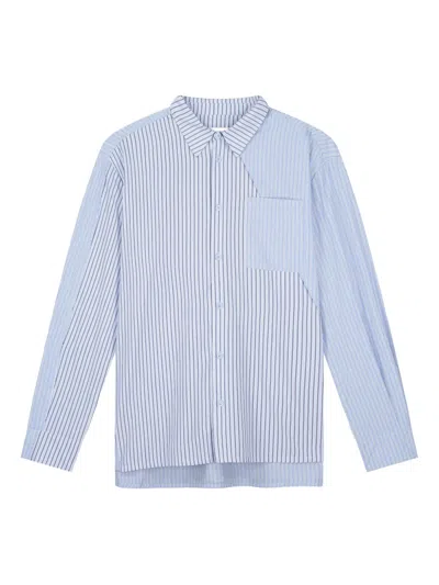 Arte Antwerp Striped Chest-pocket Shirt In Blue
