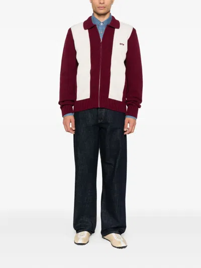 Arte Antwerp Striped Zip Knitwear In Red