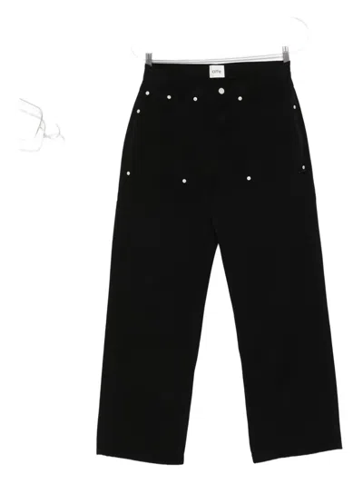 Arte Antwerp Studded-pocket Cotton Trousers In Black