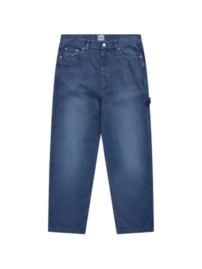 Arte Antwerp Washed Workwear Trousers In Blue