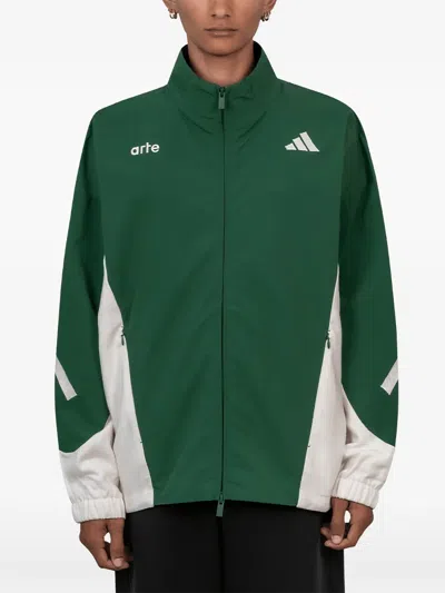 Arte Antwerp X Adidas Z.n.e. Material Mix Logo-print Track Jacket In Green