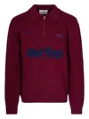 Arte Antwerp Bordeaux Knitted Wool Blend Polo Sweater In Red