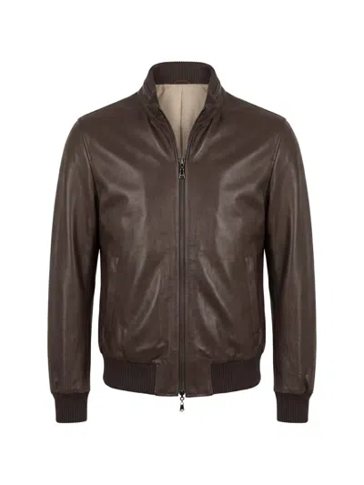 Arte Antwerp Zip-up Leather Jacket In Brown