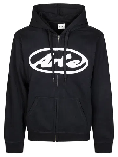 Arte Circle Logo Mini Zip Hoodie For Men In Black