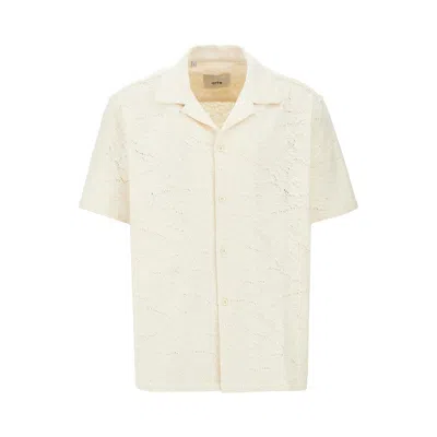 Arte Crochet Cotton Shirt In Beige