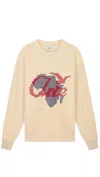 Arte Cross-stitch Knitted Sweater In Beige