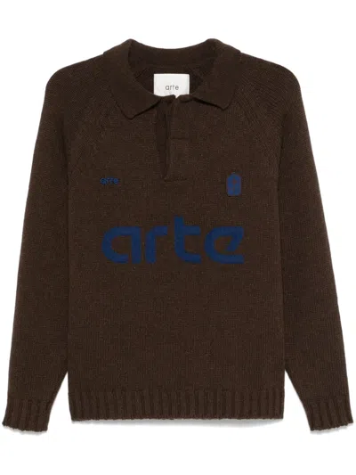 Arte Football Sweater In Brown