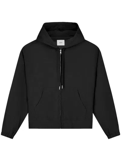 Arte Hooded Black Mesh Jacket With Cropped Fit