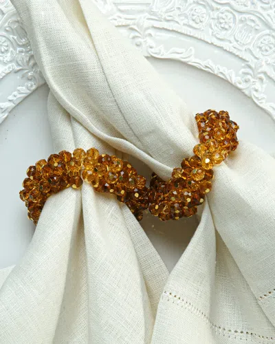 Arte Italica Crystal Napkin Rings, Set Of 4 In Amber