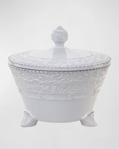 Arte Italica Renaissance Footed Bowl With Lid In White