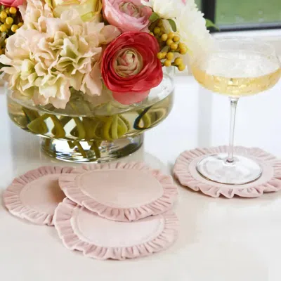 Arte Italica Velvet Coaster Set In Dusty Pink