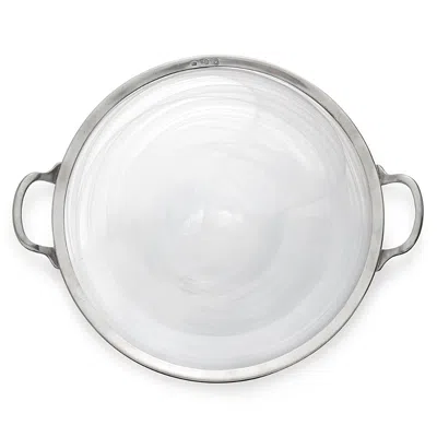 Arte Italica Volterra Round Platter With Handles In Silver