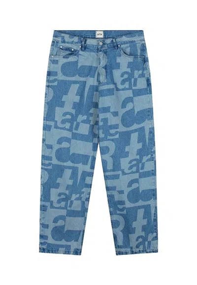 Arte Jeans Man Denim Allover Pants Raw Denim In Blue