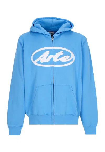 Arte Lightweight Hoodie Zip Man Circle Logo Zip Hoodie Blue