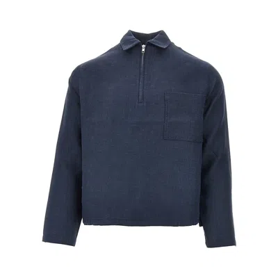 Arte Linen Qur-zip Pullover In Blue