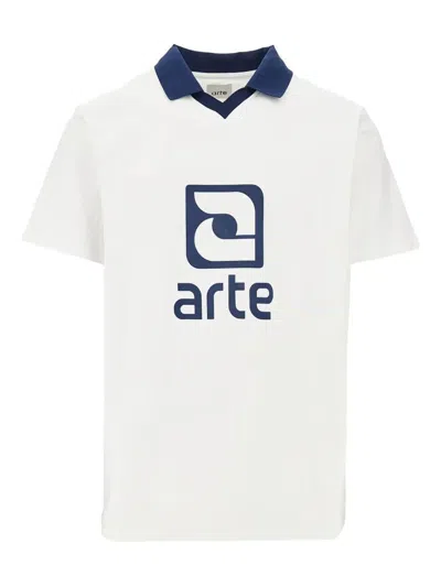 Arte Logo Print Stretch Jersey T-shirt In White