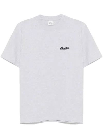 Arte Logo-embroidered T-shirt In Grey