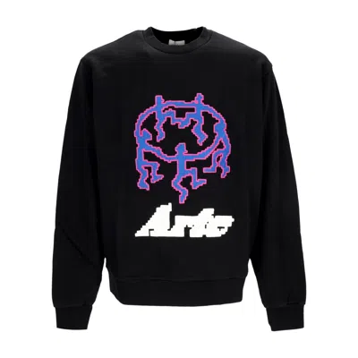 Arte Men's Lightweight Crewneck Sweatshirt Pixel Dancer Texture Emb Crewneck Black