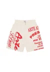 Arte Men's Shorts Red Print Shorts Cream In White