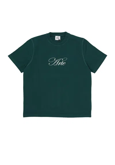 Arte Men's T-shirt Script Logo Tee Green